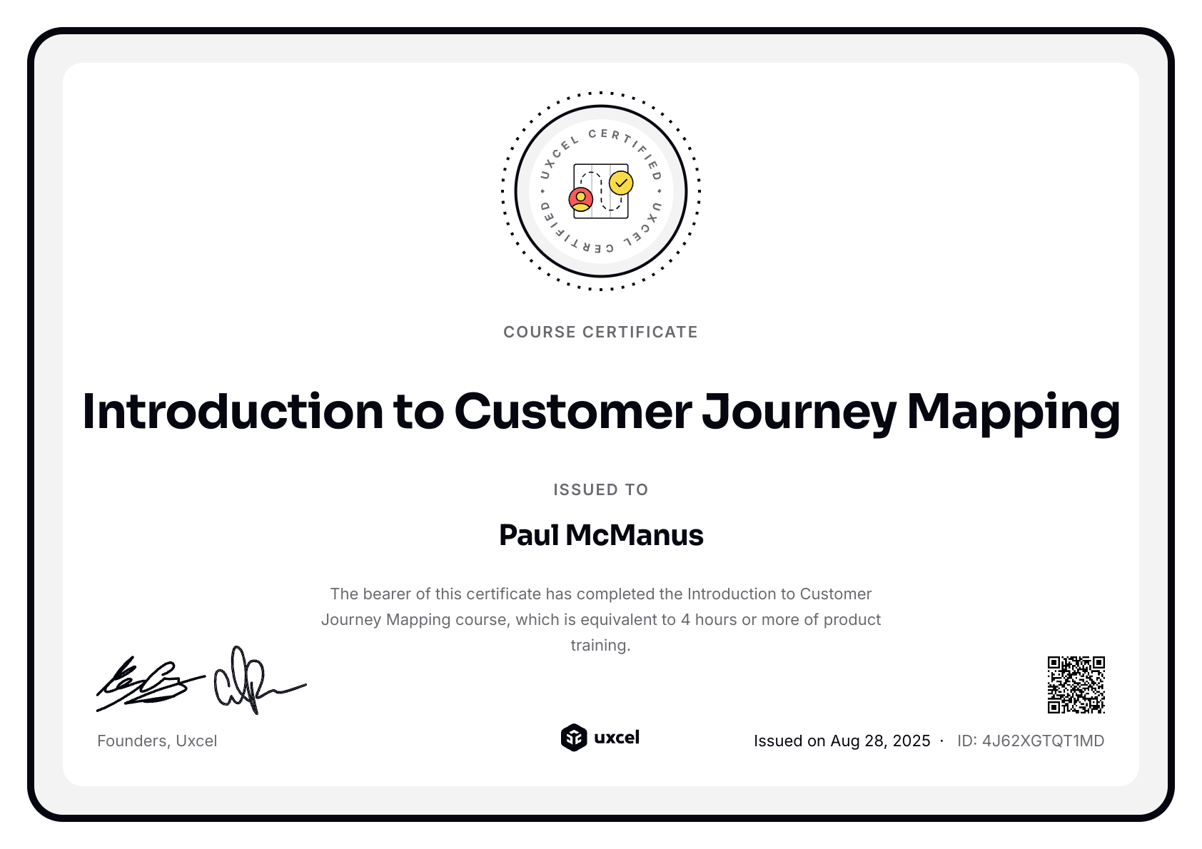 Paul McManus's certificate